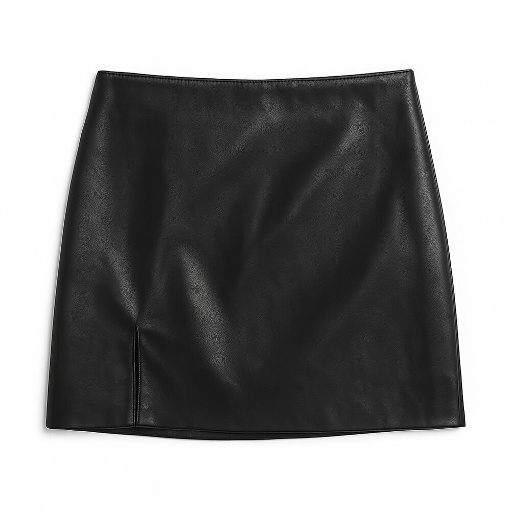 Black Faux Leather Mini Skirt Size L